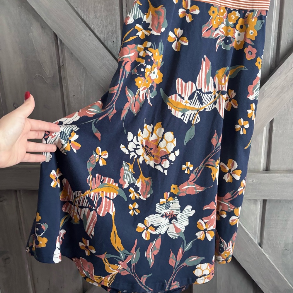 PACT Stripe and Floral Dress Organic Cotton with pockets size M - Picture 3 of 7
